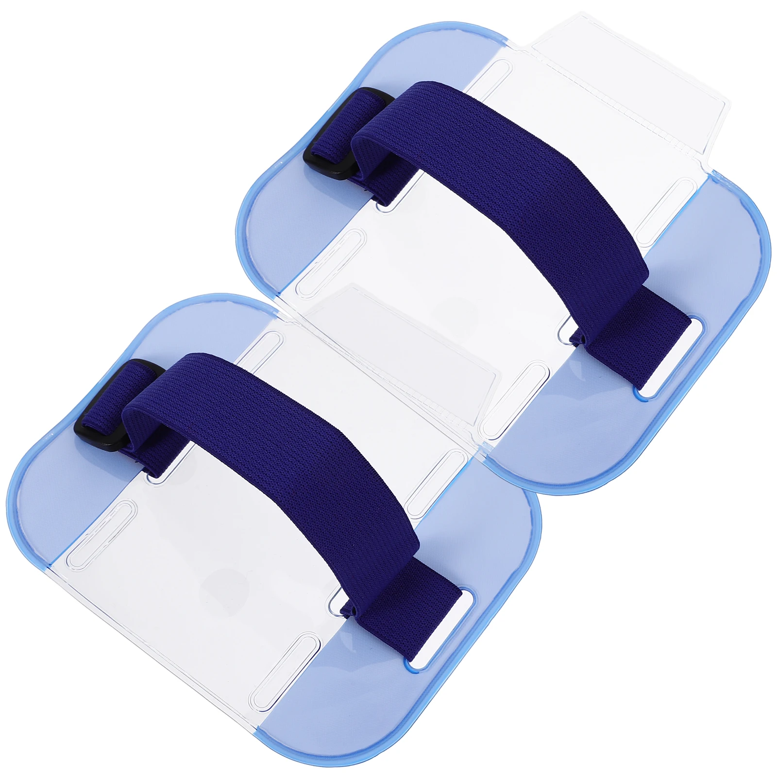 

2Pcs Bright Colorful Arm Badge Holders Adjustable Elastic Armband Id Card Holder PVC Protective Clear Badge Sleeve