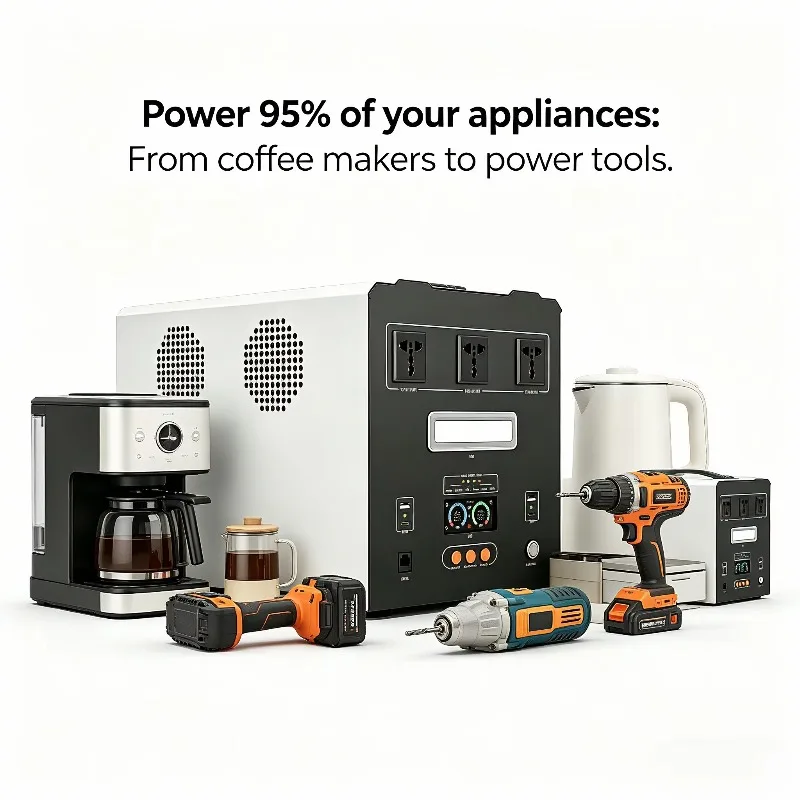 IP65 Water Resistant 2000Wh Portable Power Station 1000W Solar Generator 3500 Cycles with LED Light