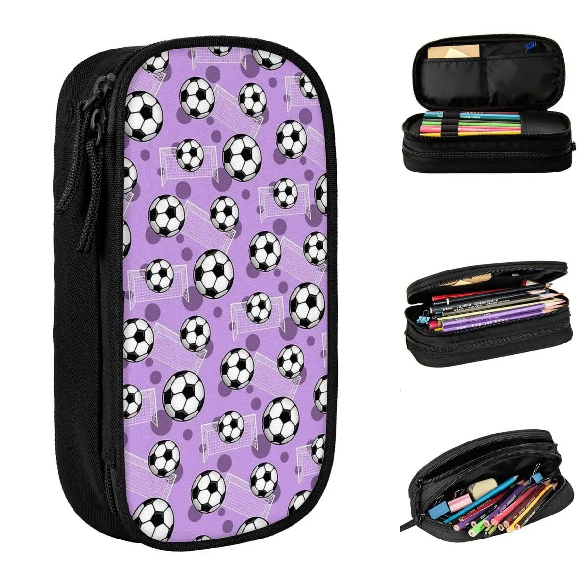 Soccer Ball Goal Pencil Case Sports Pattern Pencil Box Pen Holder for Student Big Capacity Bag Students Cosmetic Stationery