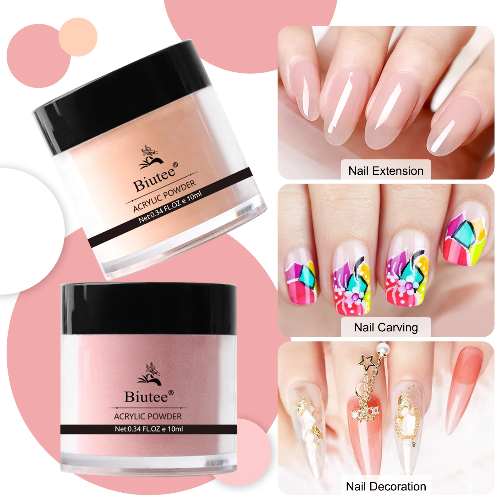 Biutee Kleur Nail Dompelen Poeder Natuurlijke Droog Geen Lamp Cure Art Decoratie Pigment Diy Gel Glitter Franse Acryl Dompelen