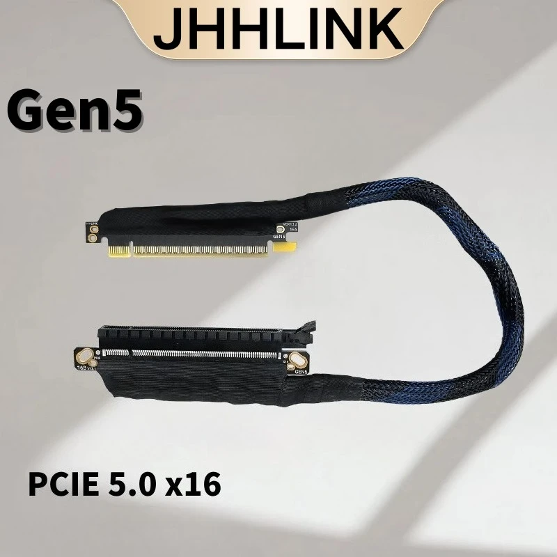 PCIE 5.0 X16 Server External Graphics Card 180° Straight Extension Cable 64GB\S GEN 5 Lossless Server Bendable Cable GPU Adapter