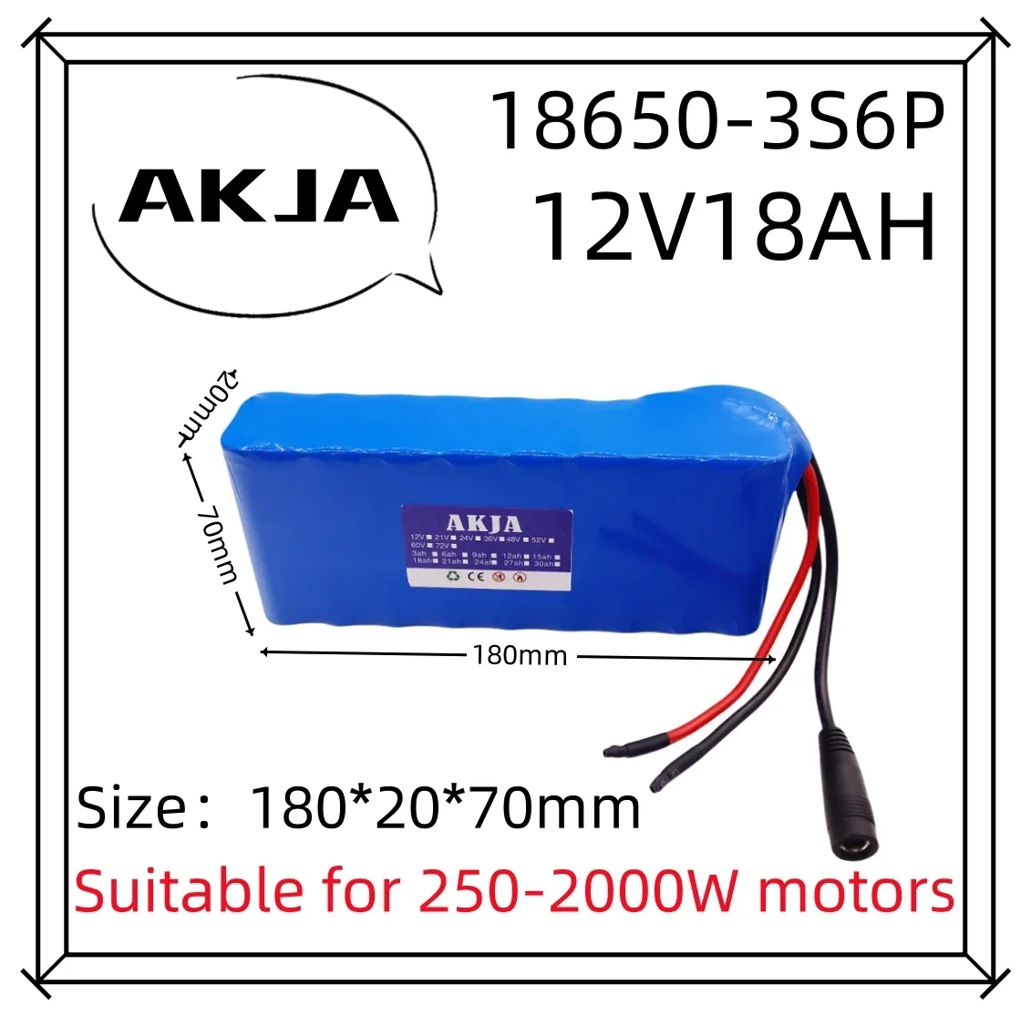 Air fast transportation 3S6P12V18Ah battery pack 18650 lithium ion DC12.6V super large capacity rechargeable battery with BMS