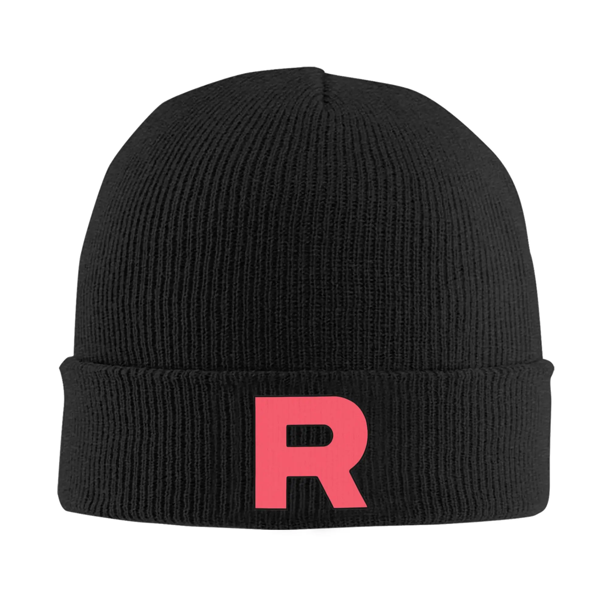 

Теплая вязаная шапка с буквенным принтом R Team Rocket, зимняя вязаная шапка с капюшоном, шапочки Skullies, шапки в стиле хип-хоп для унисекс