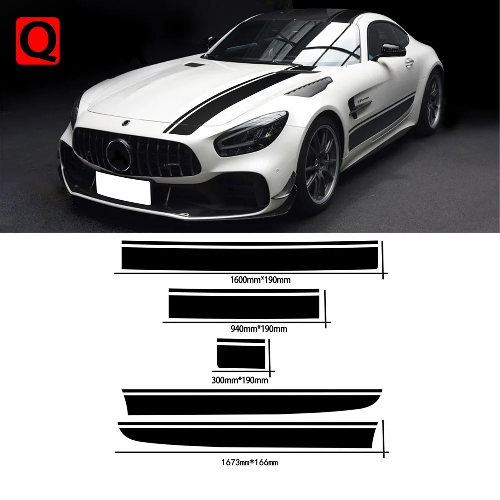 

Car Hood Decal Roof Rear Body Side Stripes Skirt Sticker For Mercedes Benz AMG GT C190 R190 GTS GTR GTC 2015-On 2021 Accessories