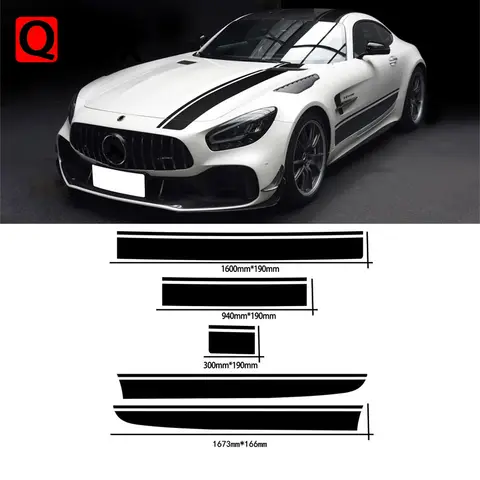 메르세데스 벤츠 AMG GT C190 R190 GTS GTR GTC 2015 온 2021 액세서리, 자동차 후드 데칼 루프, 후면 바디 사이드 스트라이프 스커트 스티커