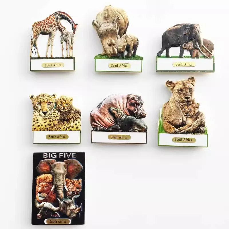 

Africa South Africa Cute Animal Tourism Commemorative Decoration Leopard Hippopotamus Lion Magnetic Refrigerator Sticker