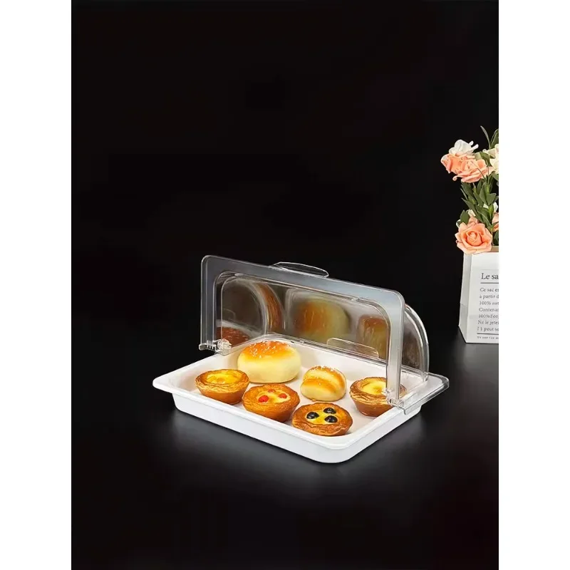 Melamine tray Fruit bread Display tray European commercial rectangle with transparent cover Bread cake dessert tray