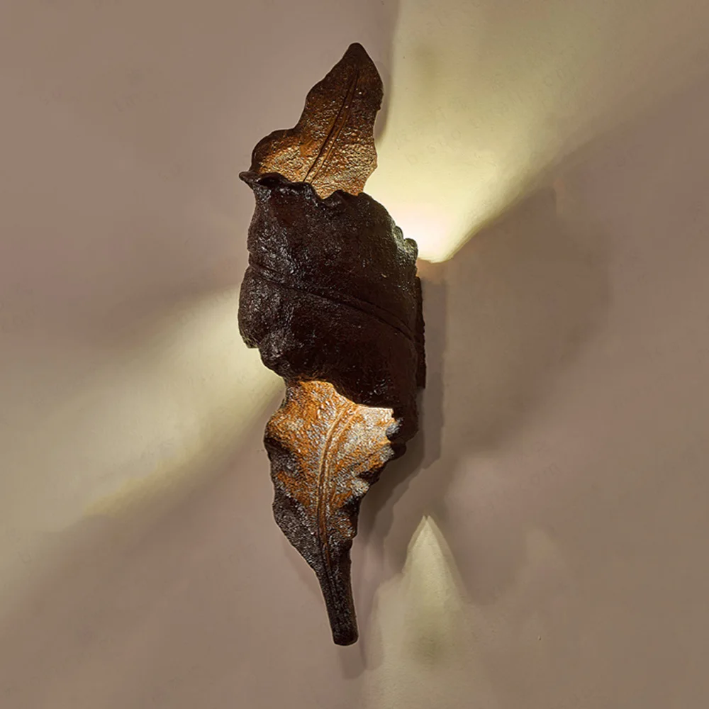

Wabi-Sabi Resin Leaf Wall Lamp Modern Minimalist Creative Nordic Art Sconce Light for Living Room Bedroom Corridor Aisle Decor