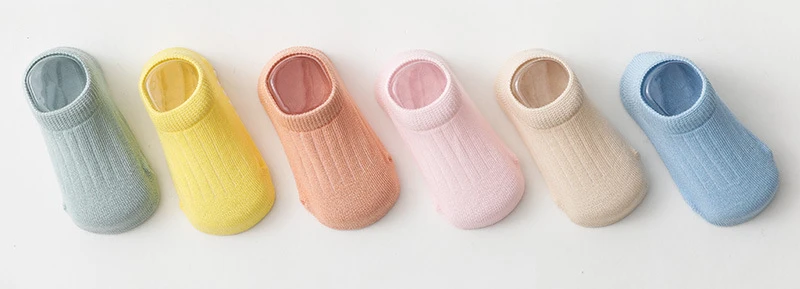 6 Pairs/lot Anti-slip Non Skid Ankle Baby Socks With Rubber Grips Cotton Children Low-Cut Sock For Boy Girl Toddler Floor Socks