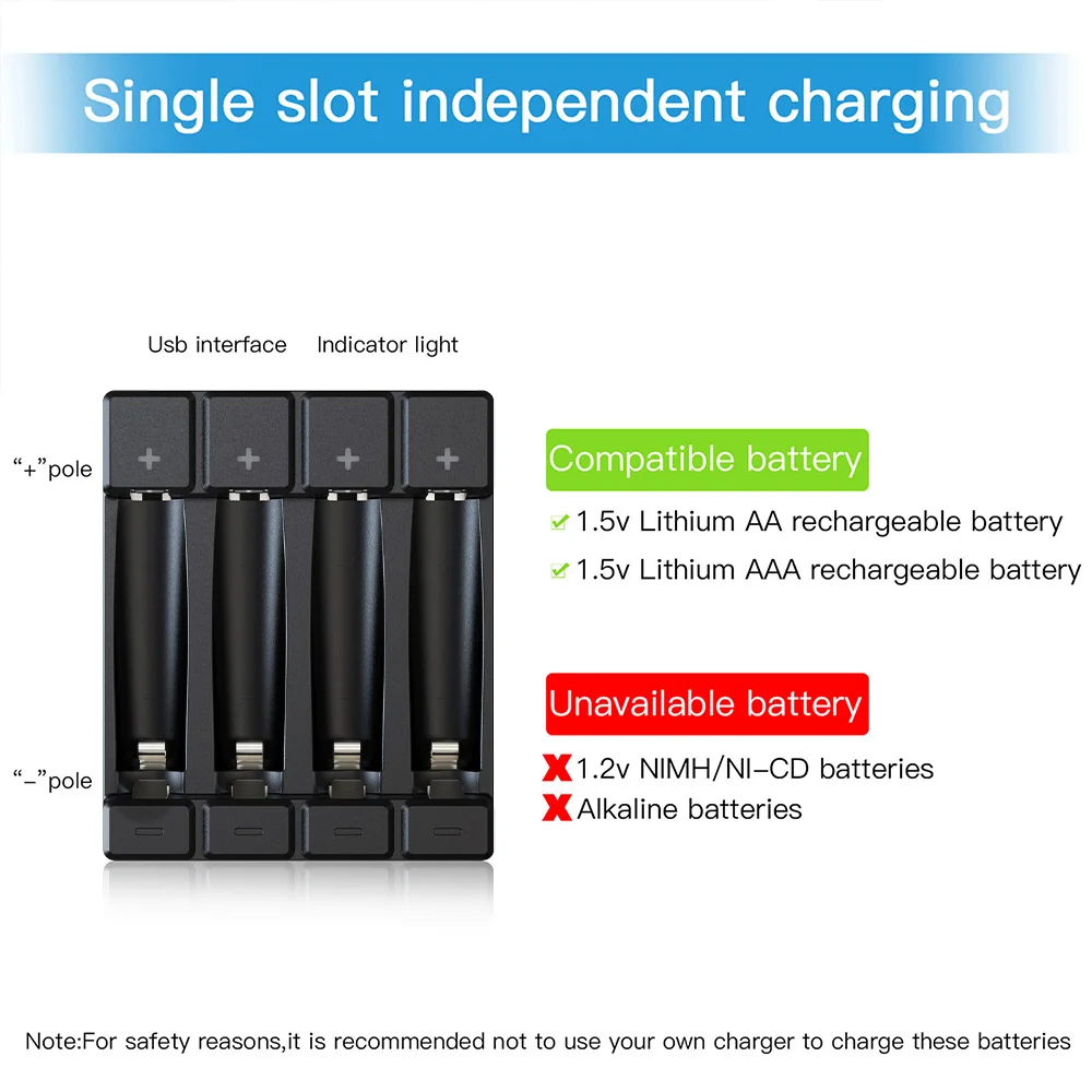 Soshine 1.5V Lithium Li-ion Battery AA Lithium Rechargeable Battery with Charger 3300mwh AA Batteries for Remote Control Camera