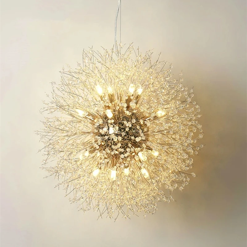 

Modern Crystals Dandelion LED Chandelier Lighting Crystals Stainless Steel Nordic Indoor Lighting Fixtures Pendant Hanglamp