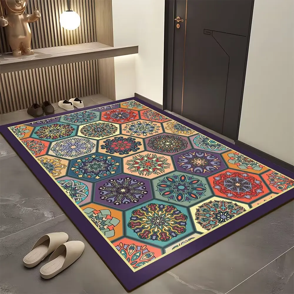

Entrance Door Mat Retro Diatomaceous Mud Bathroom Mat Ethnic Style Bathroom Mat Absorbent Foot Pad