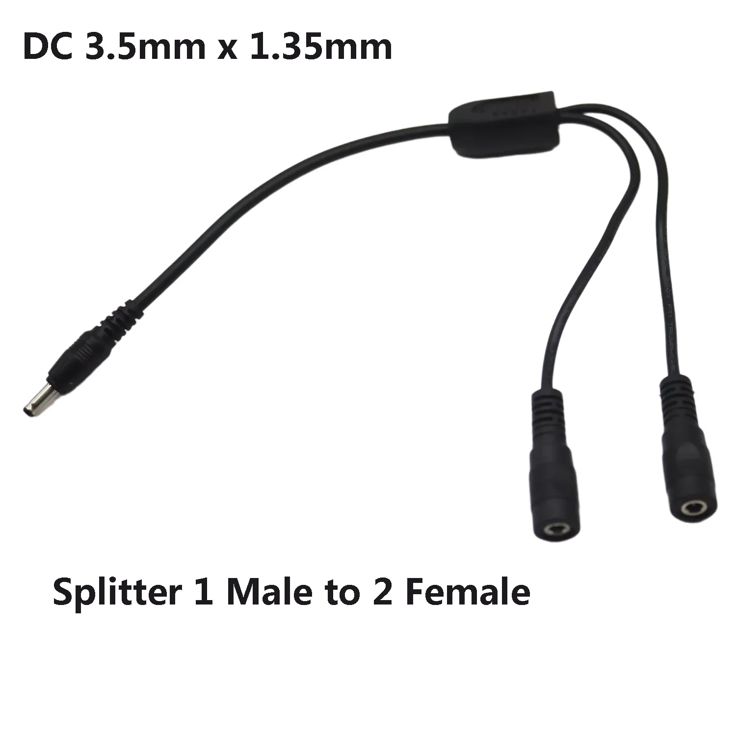 DC Y Splitter Cable 1 Male to 2 Female,3.5mm x 1.35mm Power Extension Adapter Cable CCTV Surveillance Cameras, LED Light Strip