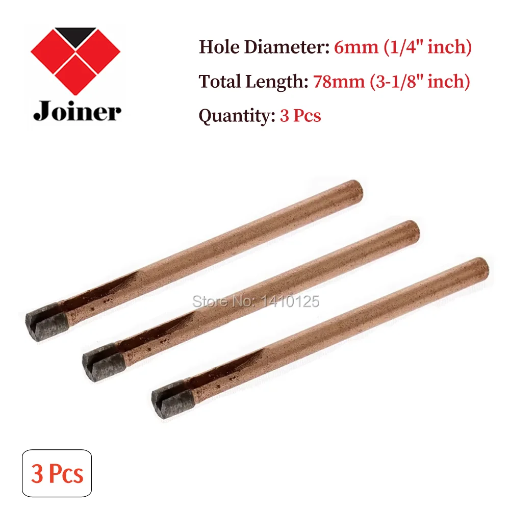 3Pcs Diameter 6mm 1/4 inch Sintered Diamond Hole Saw Cutter Core Drill Bit Masonry Drilling for Marble Stone Granite Tile Rock