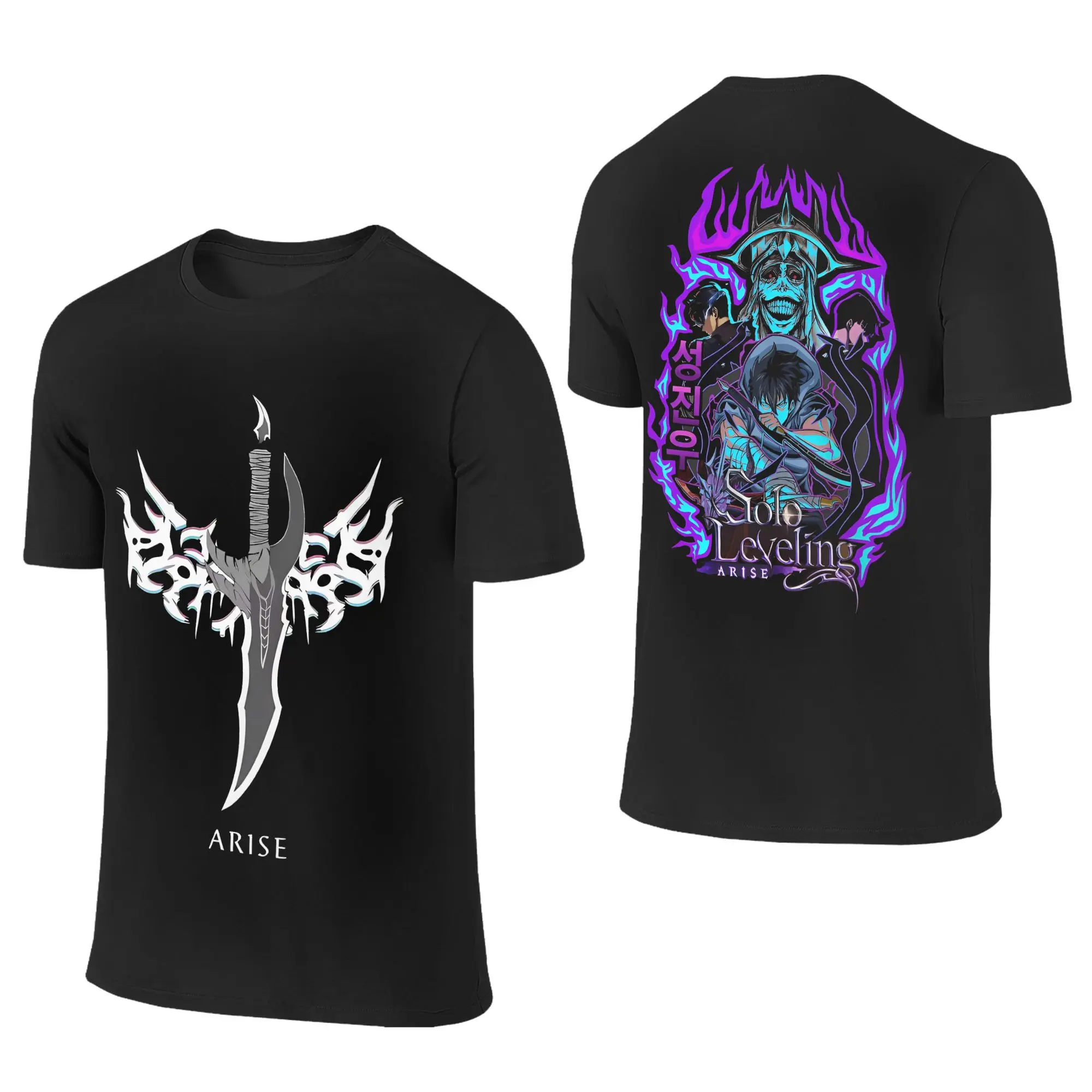 

Novelty Anime Solo Leveling Sung jin Woo T-Shirts for Men O Neck Pure Cotton T Shirts Short Sleeve Tee Shirt Gift Idea Clothing