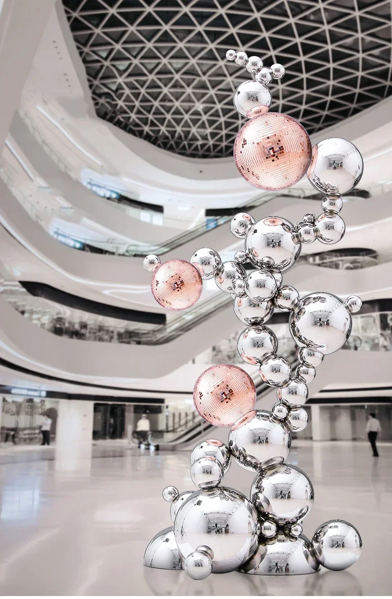 Stainless Steel Abstract Statue Ornament Large Luxury Floor Crafts Decoration Home Housewarming Gift Nordic Metal Model Decor