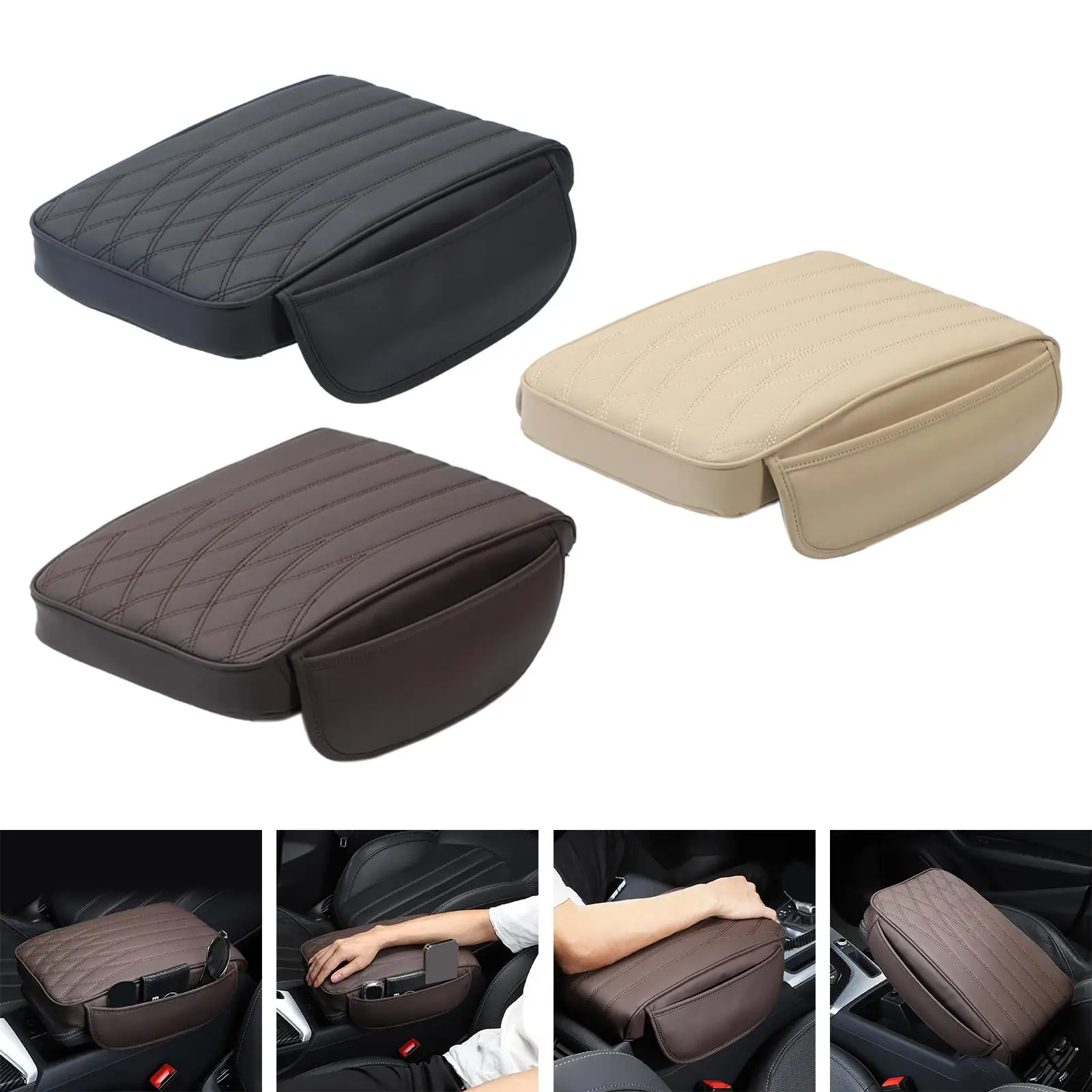 Car Armrest Cushion Waterproof Center Console Cover Storage Pouch for Car Seat Protection Mat SUV