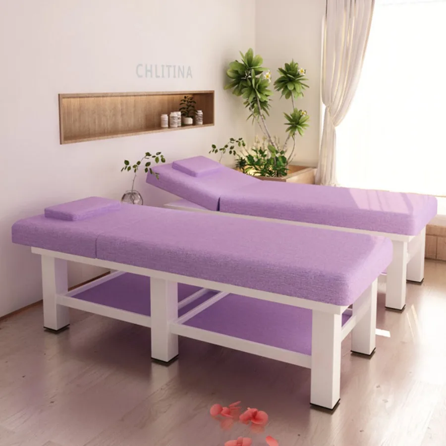 Mesa de masaje Wipeable, soporte profesional de cuerpo completo, cama de cosméticos Pliant iluminada para salón, protección de Matrass blanco