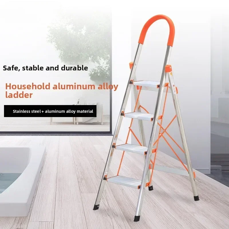 

D-type household stainless steel ladder, portable aluminum alloy herringbone ladder, folding household ladder Chongqing ladder