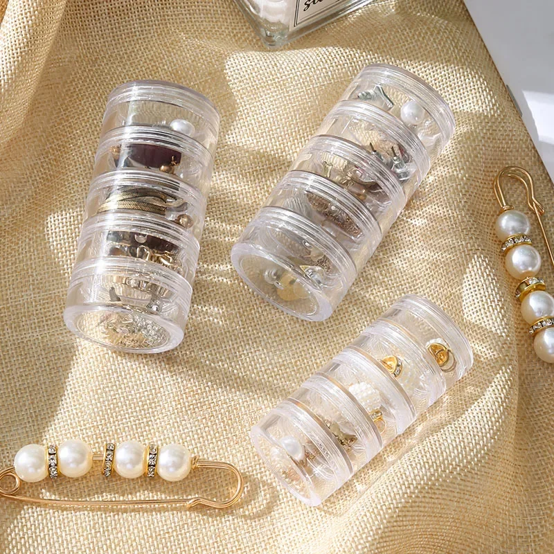 5 Layer Stackable Containers Plastic Round Clear Storage Accessories Organizer Box Jewelry Storage Box Makeup Storage Rack