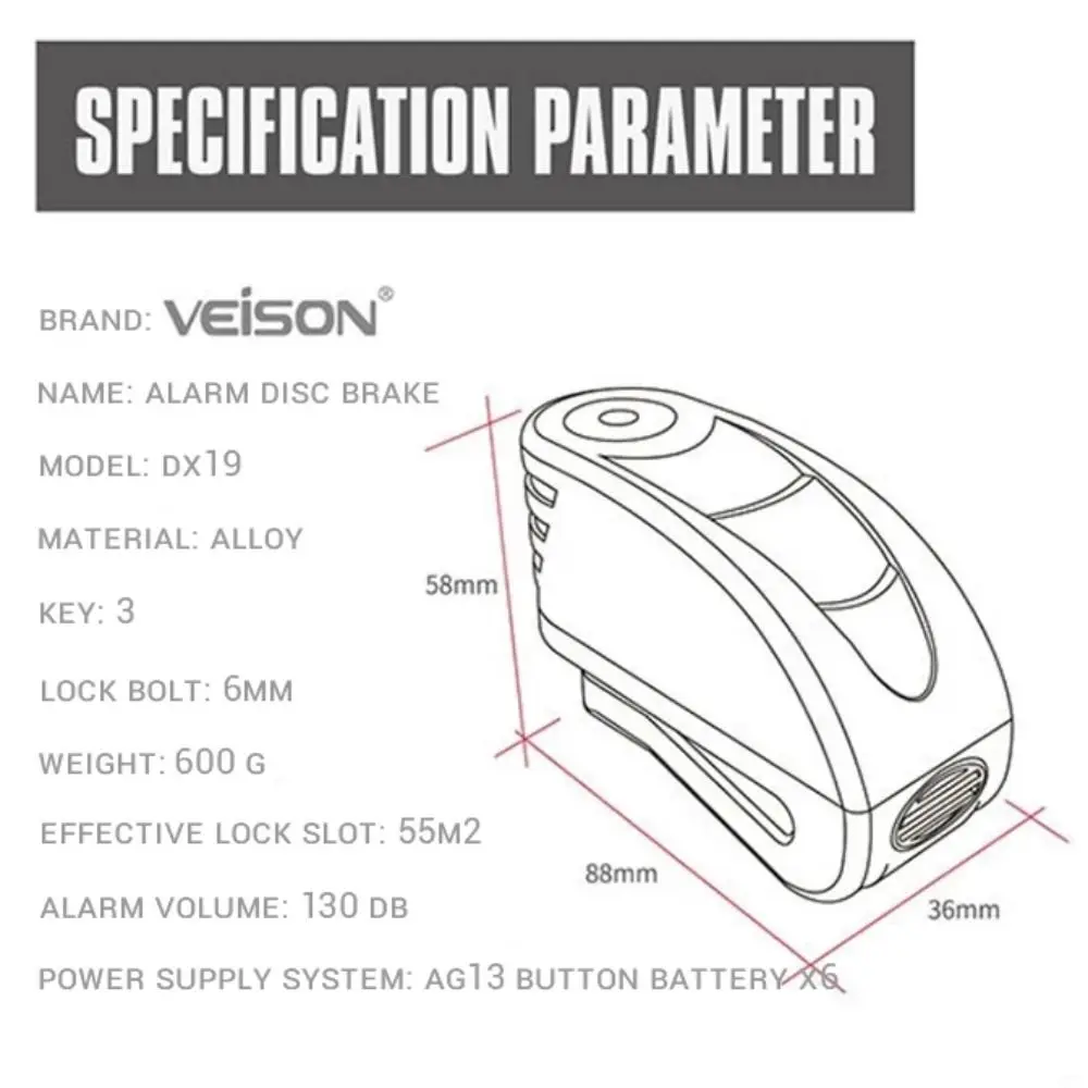 Waterproof Motorcycle Disc Brake Lock Anti-theft Zinc Alloy Bicycle Disc Brake Lock Rust Resistant Smart Motorbike Alarm Lock view 6