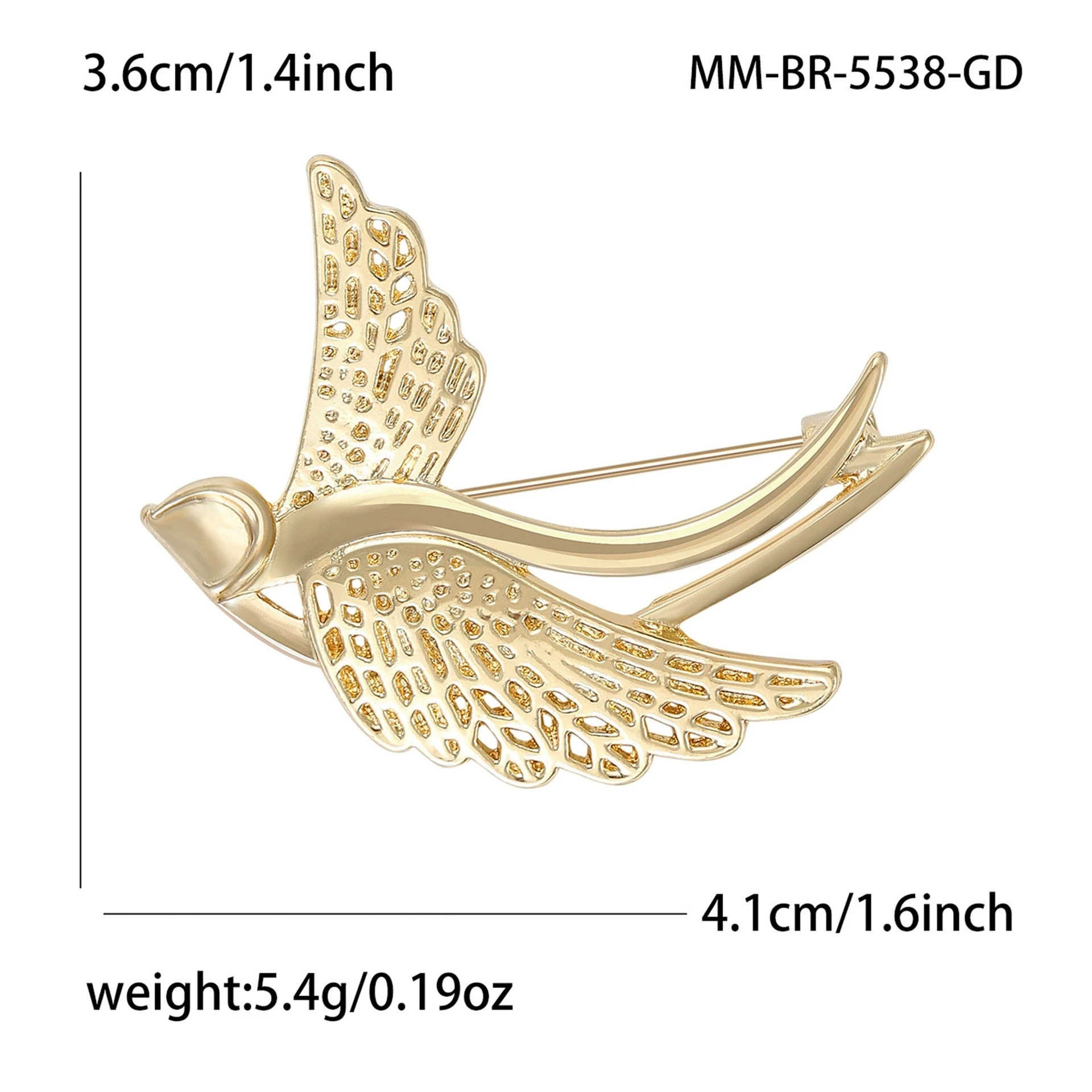 New enamel smooth hollow swallow brooch, fashionable and versatile women's clothing chest flower accessory