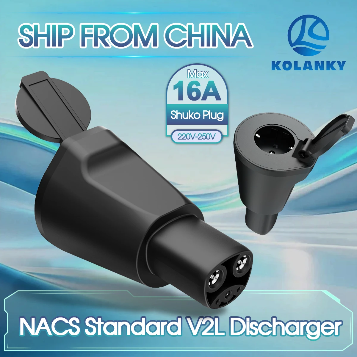 

Kolanky Discharger EV Adapter For Nacs Specialized Cars Socket To Shuko Max 16A 3.5KW Nacs US South Korea Electric Vehcile Car
