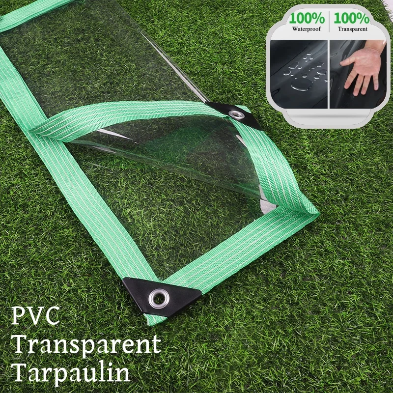 0.55mm Green Transparent PVC Clear Sturdy Waterproof Cloth Electric Car Canopy Outdoor Camping Cover