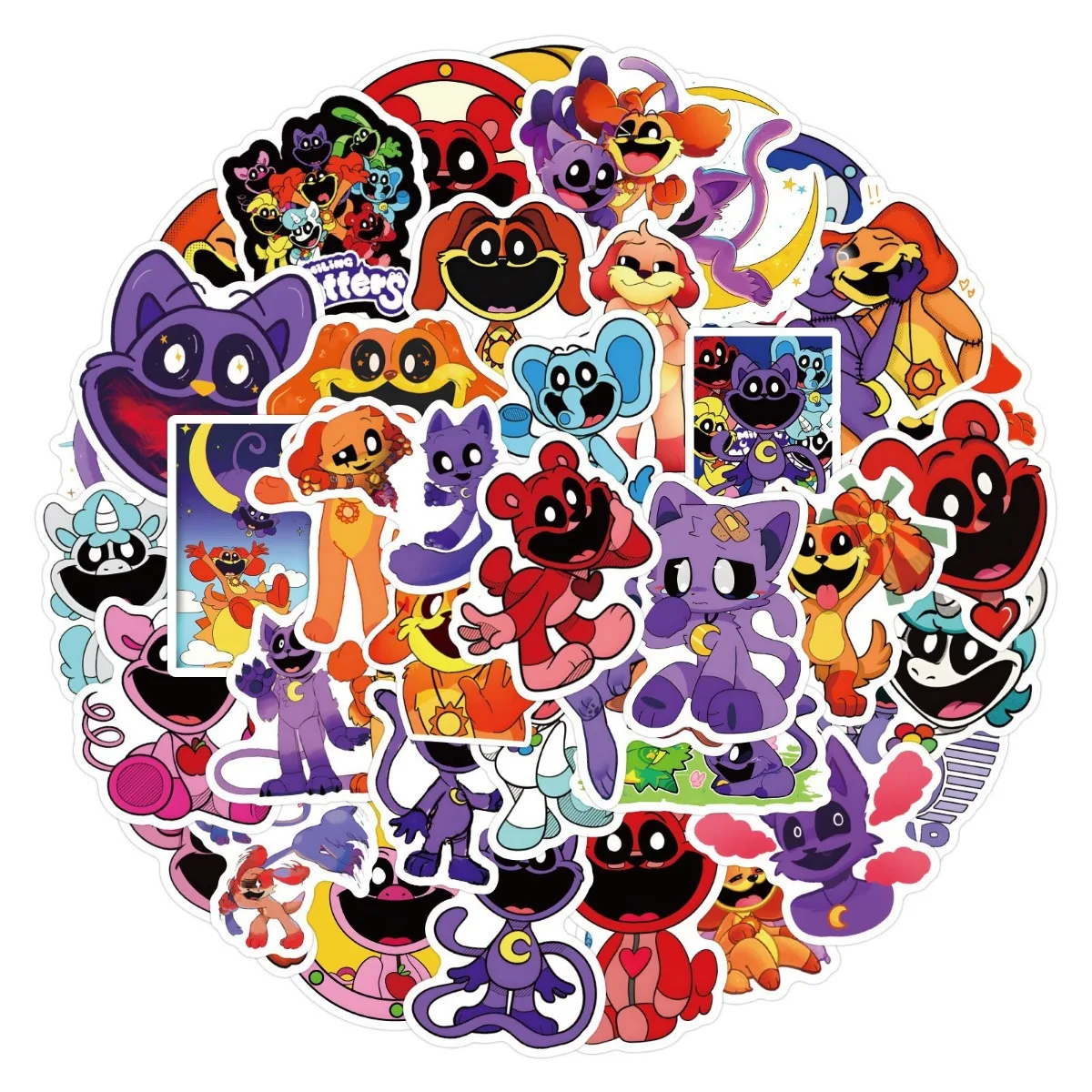 50PCS New Smiling Critters Horror Game Sticker DIY Phone Laptop Luggage Skateboard Graffiti Decals Fun for Toy