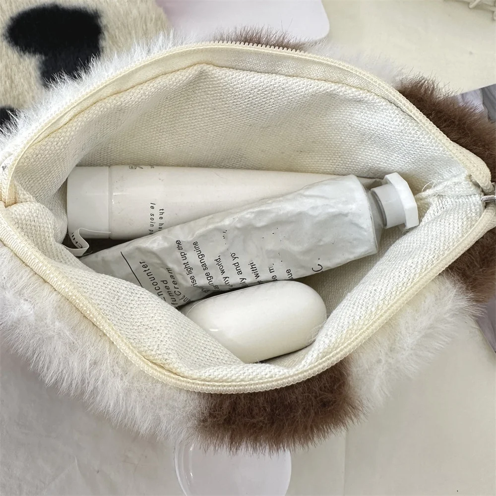 Plush Love Lipstick Makeup Bag, Travel Girl Handbag, Key Wallet ID Bag, Bluetooth Earphone Storage Bag