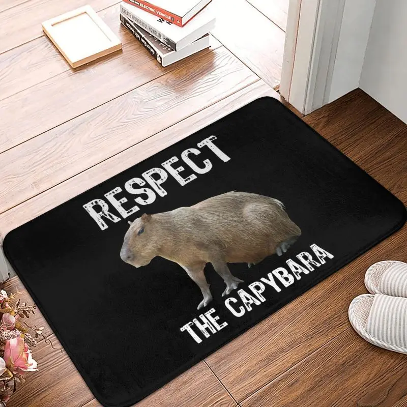 Custom Respect The Capybara Front Door Floor Entrance Mat Outdoor Bath Kitchen Doormat Toilet Carpet Rug