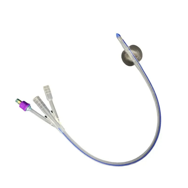 Disposable three chamber silicone catheter connected to urinary catheter FR16-24 B