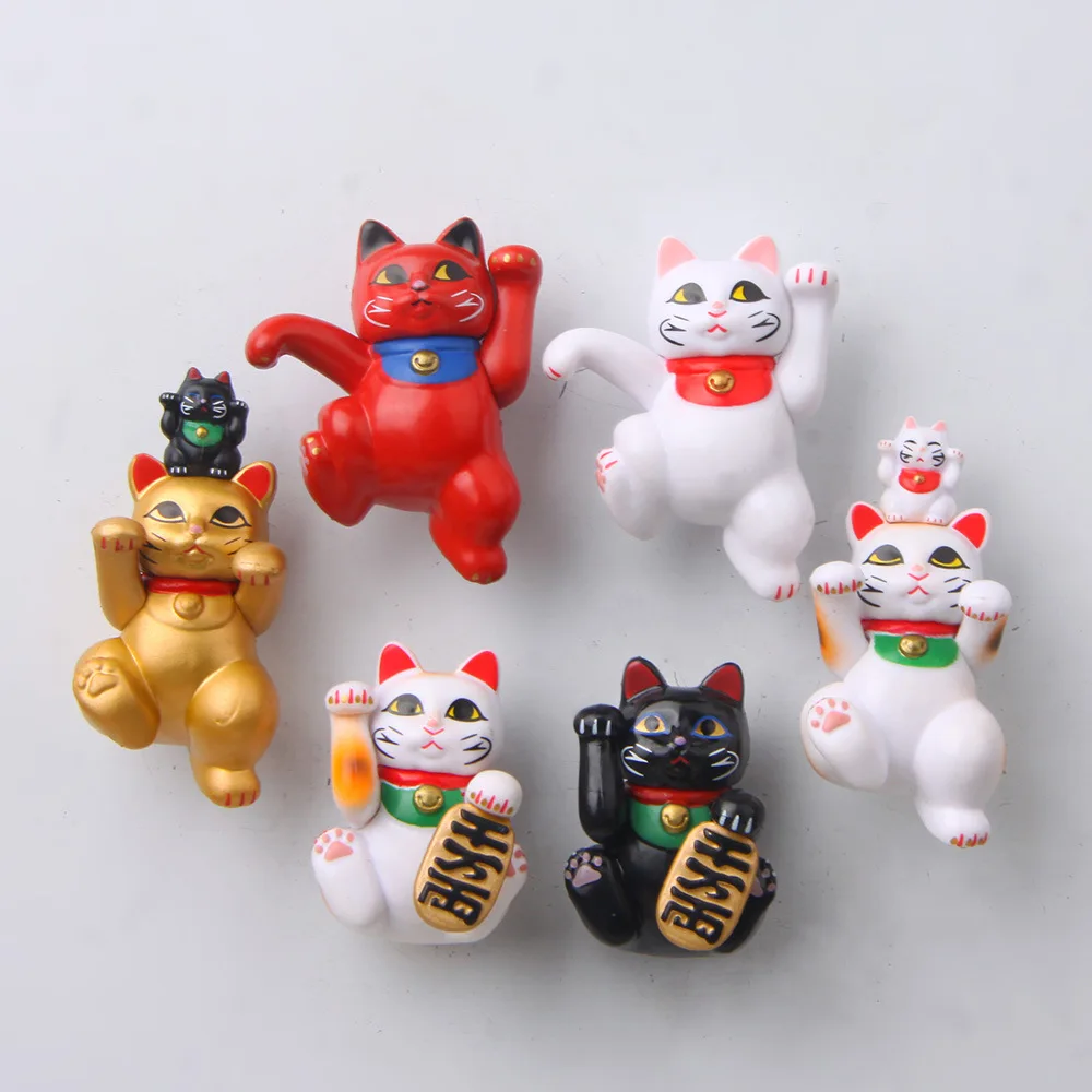 Creative Cartoon Animal Magnetic Sticker PVC Lucky Cat Cute Fridge Magnet Ornaments Kitten Model Toys Kitchen Decor Accessories