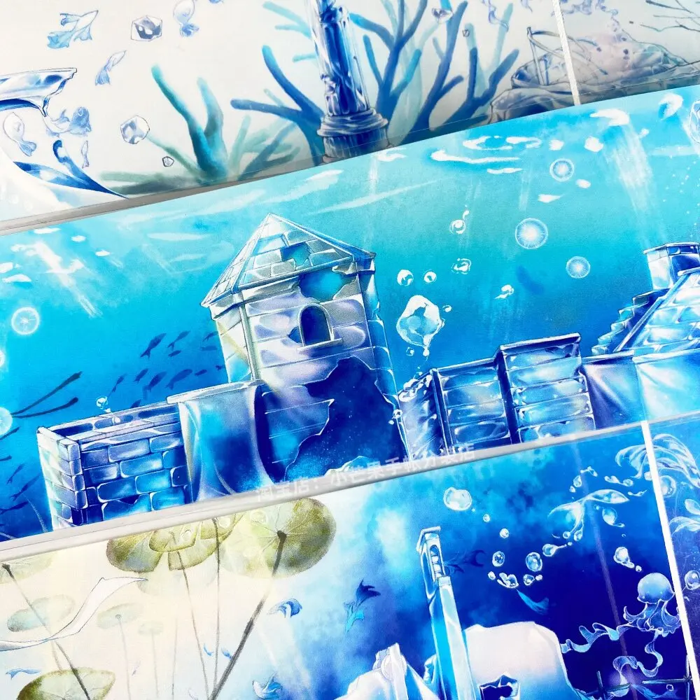 Deep Sea Ruins Mist Star Underwater Fish Group Architecture PET Washi Tape Stickers PET DIY Scrapbooking Journal