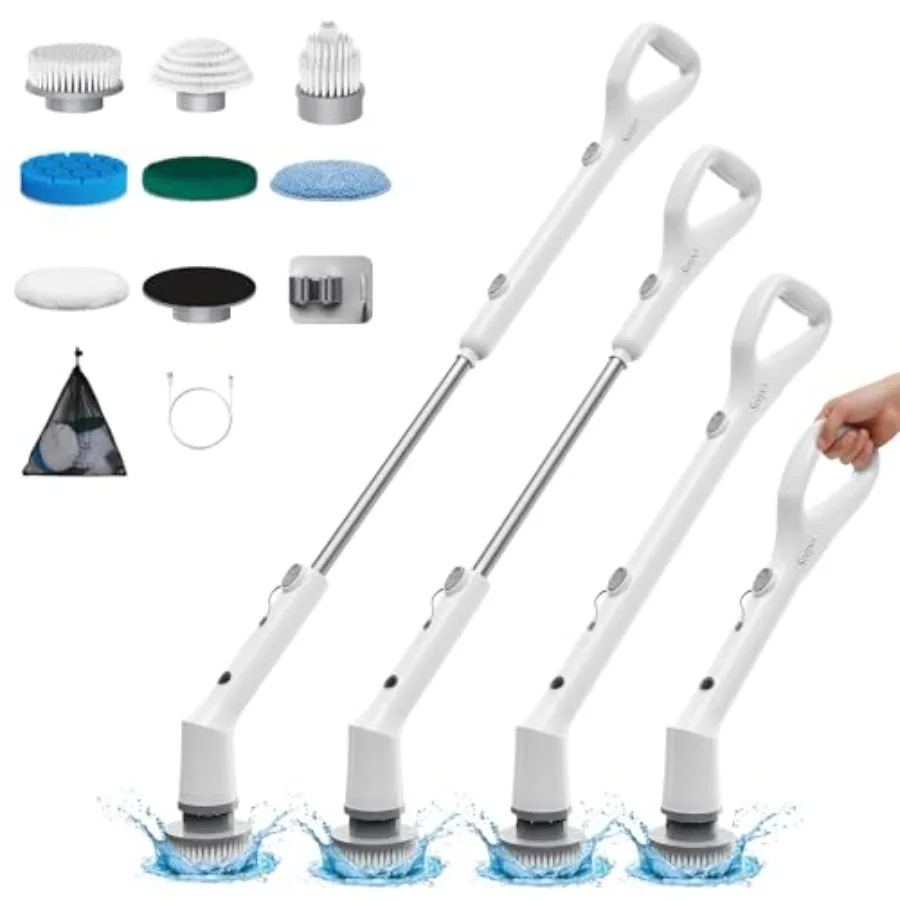 

Electric Spin Scrubber 2026 New Cordless Cleaning Brush Shower Cleaning Brush with 7 Replaceable Brush Heads Power Scrubber 3 A