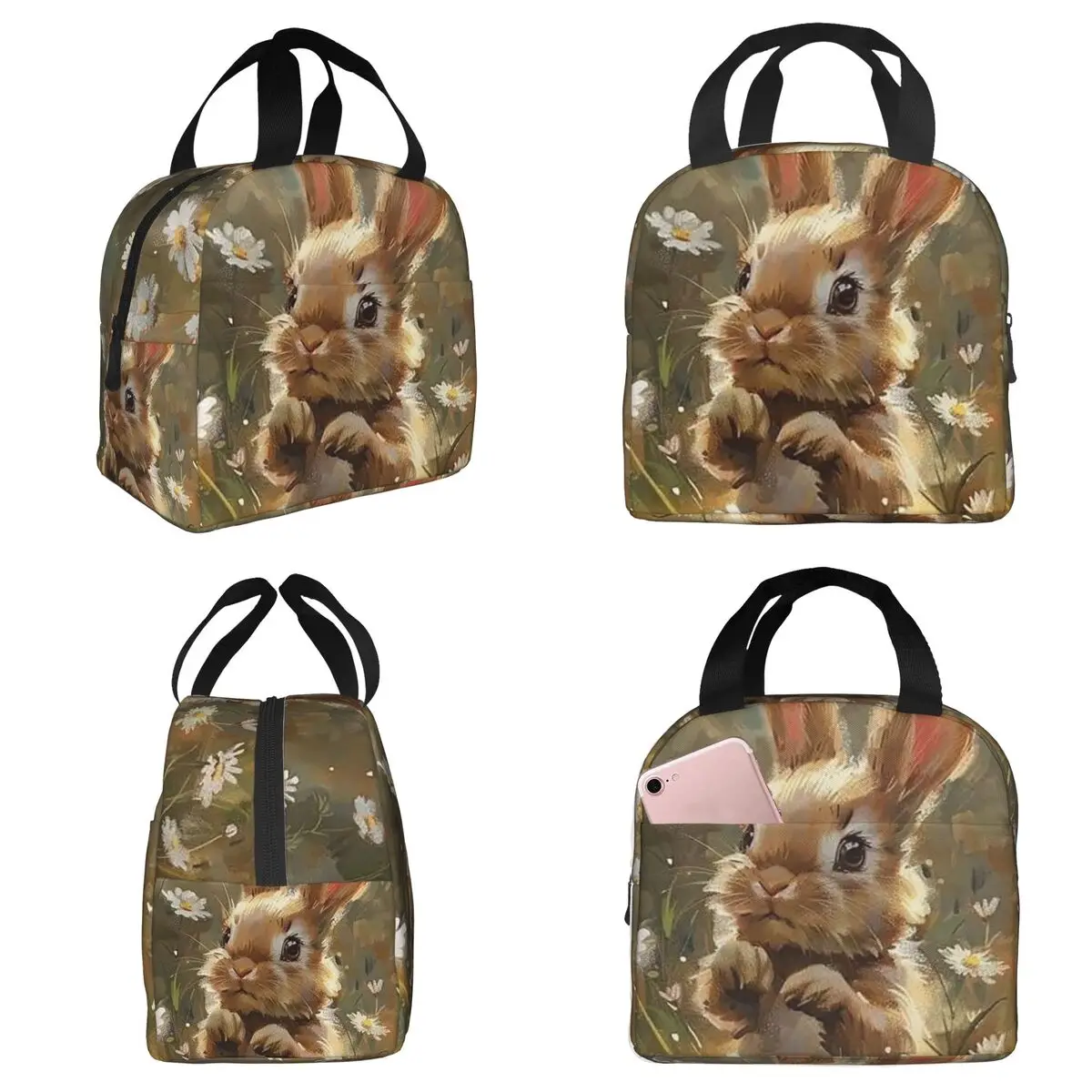 Rabbit In The Forest Anime Insulated Lunch Bag for Women Office Cooler Thermal Food Box Tote Leakproof Lunch Boxes Container