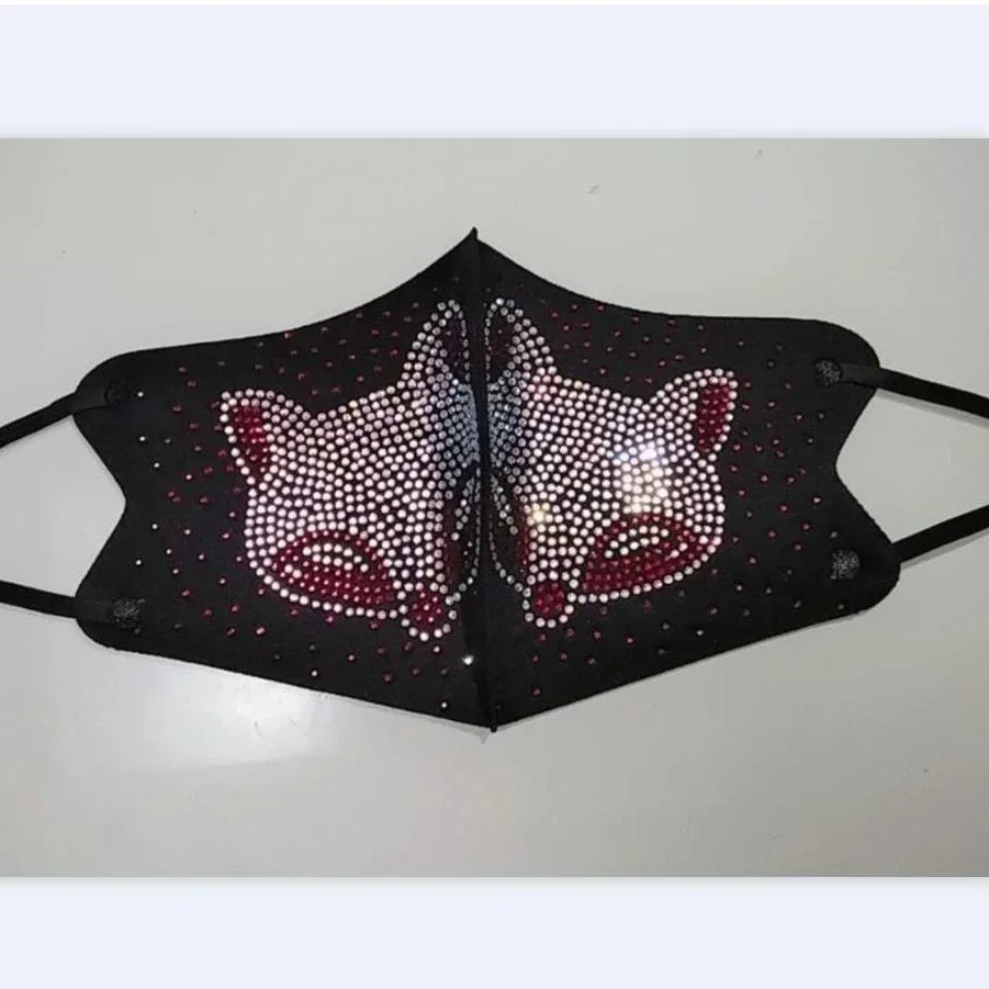 maschera con strass bling bling maschera nera pietre preziose