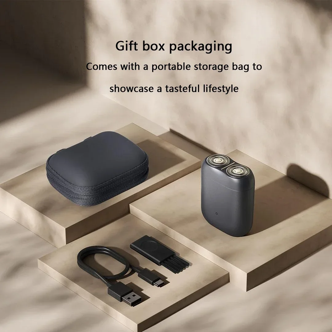 ماكينة حلاقة كهربائية Xiaomi Mijia S200 بدون صندوق محمول IPX7 ماكينة حلاقة رطبة وجافة قابلة لإعادة الشحن شفرة شفط مغناطيسية للرأس