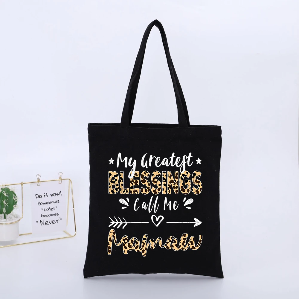 Leopard Print Letter Graphic Canvas Tote Bag, Casual Style for Daily Shopping and Errands