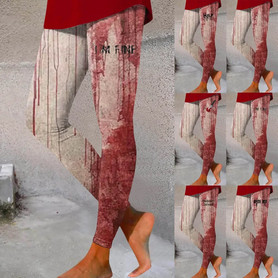 

Athleisure Ankle Length Women'S Autumn Pants Women Casual Fashion Halloween Printed Trousers Tight Elastic Waist Leggings 가을옷