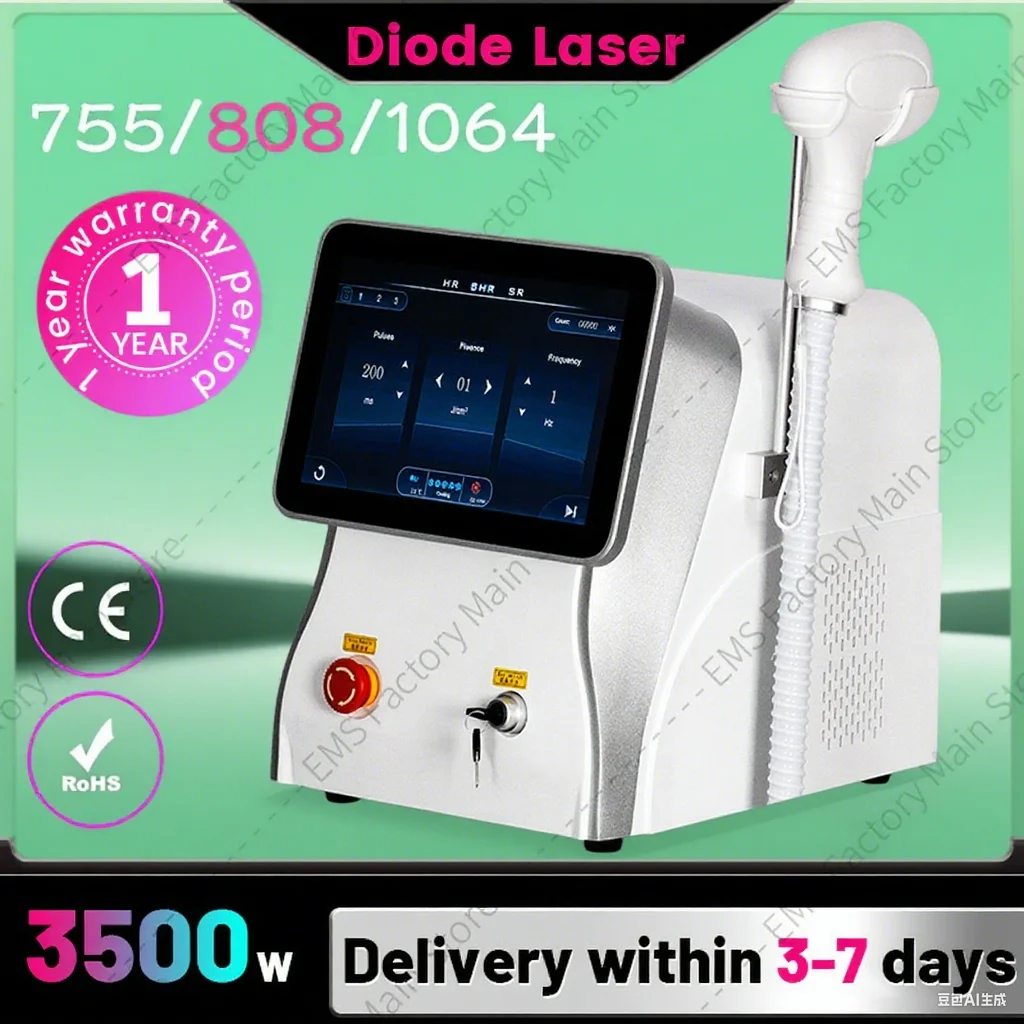 Máquina de depilación láser de diodo de alta potencia 3500W 808nm con certificación CE y longitudes de onda triples