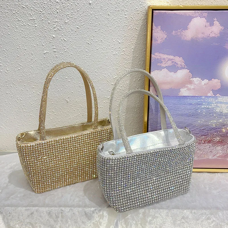 simple and noble temperament, personalized dinner bag, shiny and ineffectual, diamond-encrusted celebrity portable shoulder bag