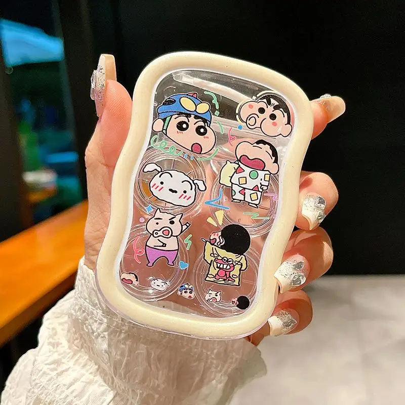 Crayon Shin-Chan Contact Lens Case Personality Two Pairs Storage Contact Lens Box Portable Transparent Girl Accessories Gift