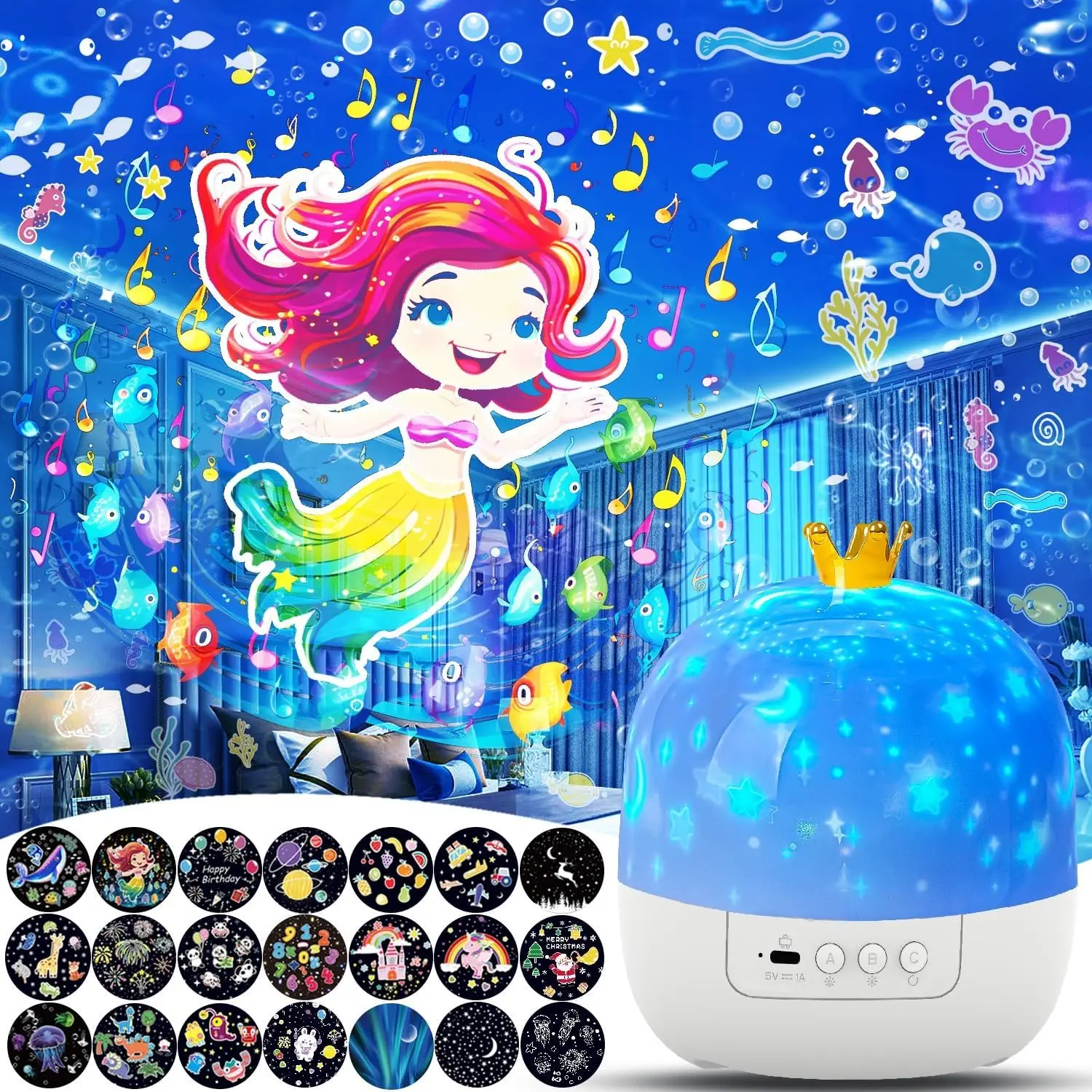 Galaxy Solar System Projector Nightlights 360°Rotating 21 Films Kids Star Night Light Projector for Bedroom Home Decoration lamp