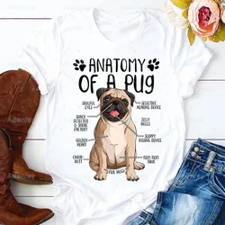 Pug Dog Animal Pet Cartoon Women Cartoon Mom Summer Print Lady T-shirts Top T Shirt Ladies Womens Graphic Female Tee T-Shirt