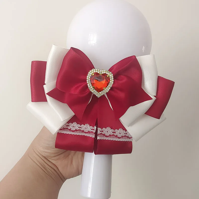 المرأة ربطة القوس فيونكة كليب الحفل ضوء عصا الانحناء الأصلي اليدوية الفاخرة لوليتا موحدة قميص الملحقات حجر الراين طوق زهرة