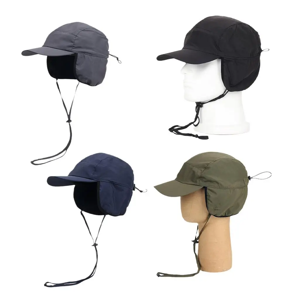 Cappelli invernali da uomo regolabili Berretto da baseball con paraorecchie foderato in pile caldo leggero impermeabile per berretto da sci da neve