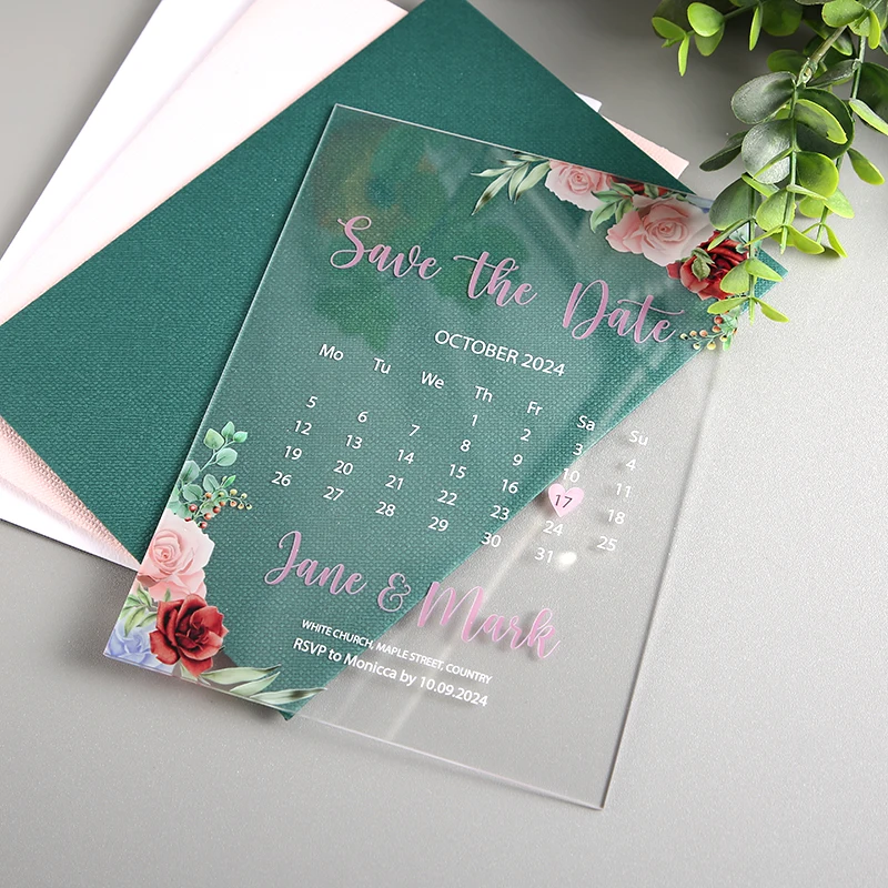 Wedding Save The Date,Acrylic Save The Date,Acrylic Invitations, Minimalist Design,Clear Acrylic Invitation,Wedding Invitation