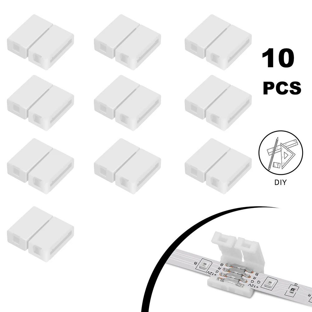 10PCS 4pin LED Strip Solderless Connector For 5050/3528 RGB Strip Colorful Led Light Bar Quickly Connect Buckle Connector