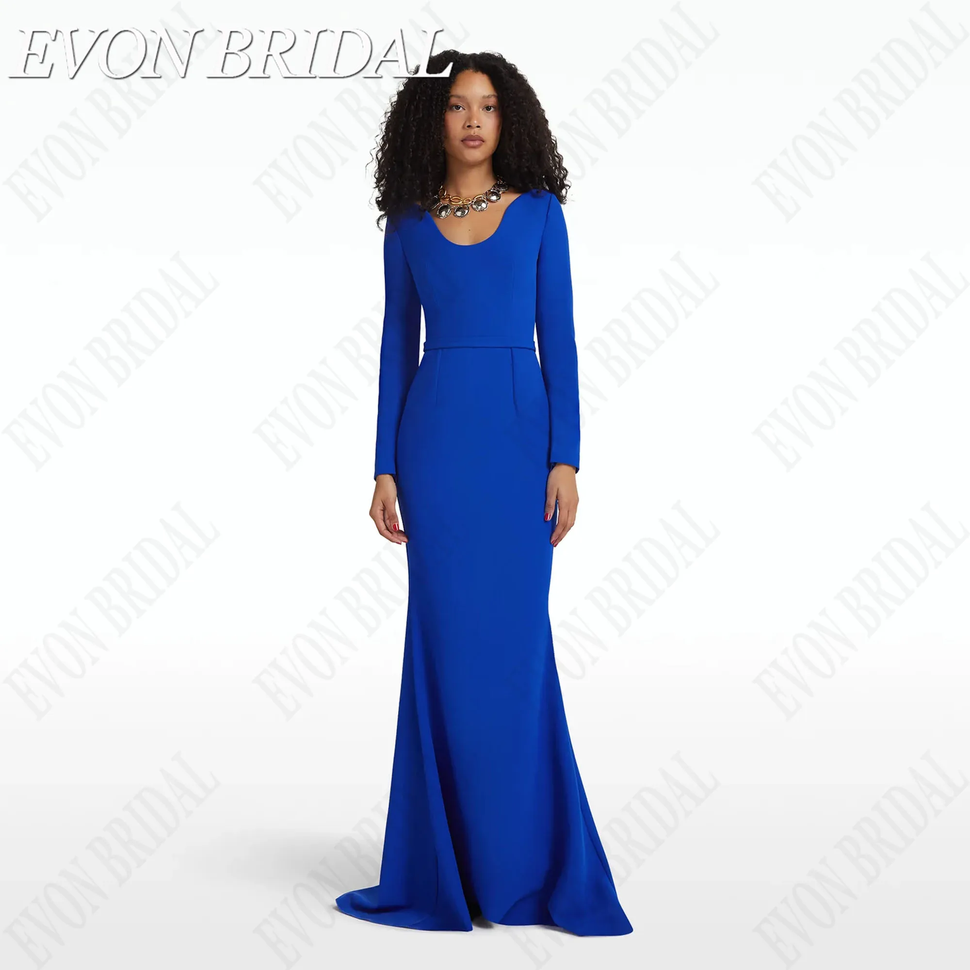 

EVON BRIDAL Evening Dress 2024 Saudi Arabia Woman Long Sleeves O-Neck Formal Occasion Gowns Satin Mermaid Vestidos De Ocasião